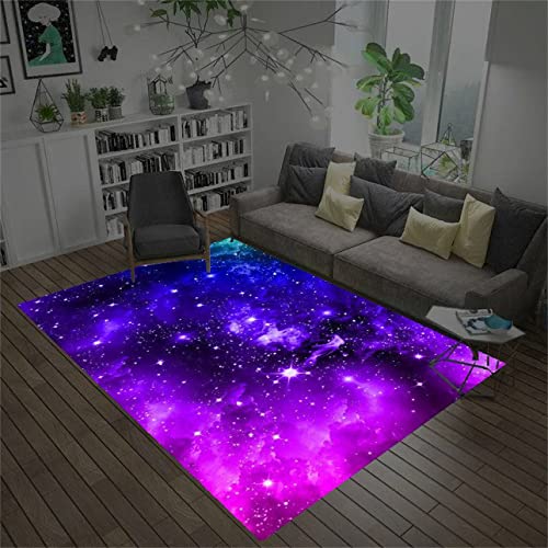 Star Galaxy Teppich, Wohnzimmerteppich Universum Planet Blau Lila Kinderteppich Junge Mädchen Raumdekoration Fußabtreter Badezimmermatte Flur Teppich Spielplatzteppich (Violett,50 x 80 cm) von Sticker Superb.