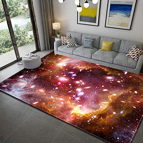 Sternenhimmel Universum Weltraum Planet 3D Teppich Wohnzimmer GroßFläChiger Rug Rutschfester Weich Schlafzimmer Carpet Jungenzimmerdekoration Krabbel Teppich Kinderspielmatte (60x90 cm, Rot) von Sticker Superb.