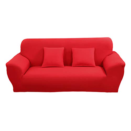 Sticker Superb - Polyester elasthan Schonbezug Abnehmbares 360 ° All Inclusive Antifouling Staubdicht Kratzschutz Sofa Cover 1/2/3/4 Sitz (Rot,2 Sitzer) von Sticker Superb