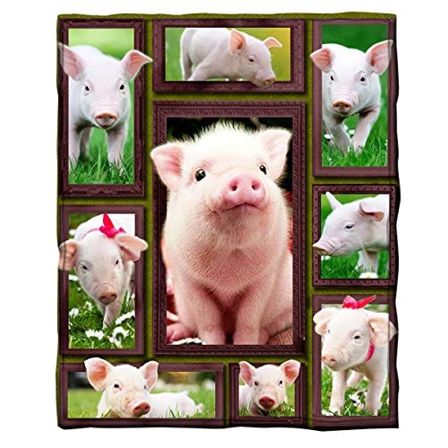 Sticker Superb. Decke Warme Komfortable 3D Zoo Tier Bedruckte Wickeldecke Mit weichem Flanell Blanket Erwachsene Kinder Schlaf Sofa (Schwein,150 x 200 cm) von Sticker Superb.