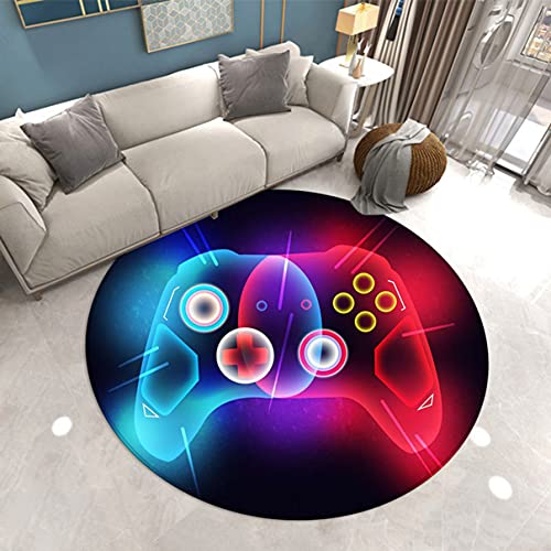 Sticker Superb. Gamepad Runder Teppich 3D-Druck Spielkonsole Carpet Video Spielmatte Moderner Gamer Bodenteppich Kreativer Dekor Rutschfester Weicher Rug für Teenager Junge Kind Baby (Multi 1,120cm) von Sticker Superb.