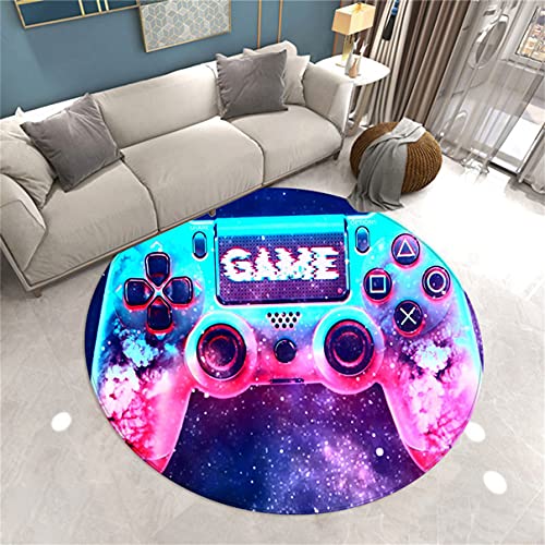 Sticker Superb. Gaming Zone Runder Teppich Gaming Stuhl Rug Pad 3D Gamer Gamepad Runder Teppich für Wohnzimmer Jungen Teens Schlafzimmer Dekoration Teppich Matte rutschfest Waschbar (Violett,150 cm) von Sticker Superb.