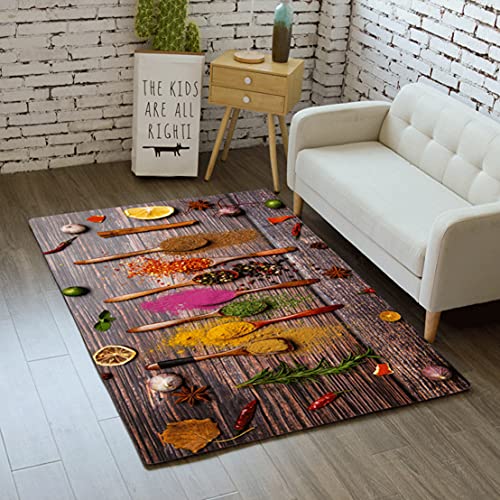 Sticker Superb. Kochen Kräuter Gewürze Teppich für Schlafzimmer Wohnzimmer Küchen Rugs Mat Bodenmatten rutschfeste Fußmatte Läufer Carpet Kinder Spielmatte Innen Außen Dekoration (Multi 4,140x200 cm) von Sticker Superb.