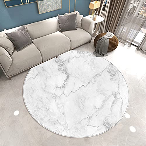 Sticker Superb. Runder Teppich Marmor 3D Schwarz Weiß Grau Nordic Wohnzimmer Dekoration Rutschfester Rugs Schlafzimmer Baby Spiel Krabbelmaschine Waschbar (Grau, 140 cm) von Sticker Superb.