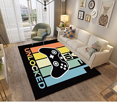 Sticker Superb. Schlafzimmer Teppich 3D Gamer Joystick Moderne Wohnzimmer Teppiche rutschfeste Graffiti Letter Spielkonsole Dekoration Weiche Flanell Carpet für Teenager Kid Boy (Farbe D,80x160 cm) von Sticker Superb.