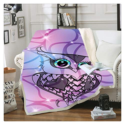 Sticker Superb. Sofa Schlafen Decke, Lila Kosmos Äußere Raum Star Eule Plüsch-Flanell-Decke für Couch Erwachsene Kinder, Decke Flauschige Kuscheldecke Mädchen Junge Frau Mann (Lila 2, 130cmx150cm) von Sticker Superb.