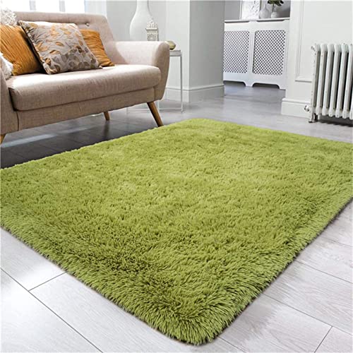 Sticker Superb. Teppich Wohnzimmer Plüsch Teppich Großer Hochflor Teppich für Schlafzimmer Waschbar Flauschiger Teppich Weiche Bodenmatte für Wohnkultur Spielteppich Matte Rug Mat (140 x 200 cm,Grün) von Sticker Superb.