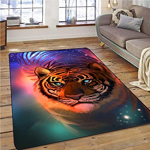 Sticker Superb. Urwald Wald Wildlife Tier Tiger Teppich für Schlafzimmer Wohnzimmer Teppich Küche Flur Läufer Sofa Teppich Fußmatte Trittmatte Badematte Rutschfester Bettseite Teppich (Rot,80x160 cm) von Sticker Superb.