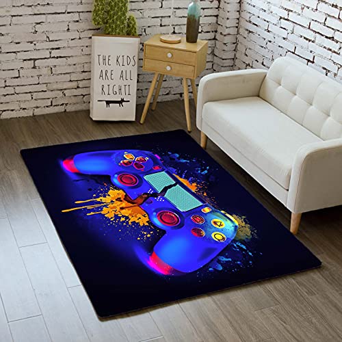 Teppich Schlafzimmer Modern Gamer 3D Controller Teenager Kind Junge Wohnzimmer Teppich rutschfeste Graffiti Spielkonsole Dekoration Carpets Schwarz Lila Rosa Flanell Teppiche (Farbe 3,120x160 cm) von Sticker Superb.
