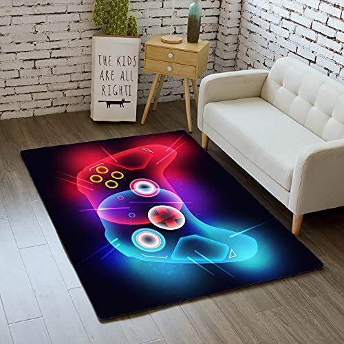 Teppich Schlafzimmer Modern Gamer 3D Controller Teenager Kind Junge Wohnzimmer Teppich rutschfeste Graffiti Spielkonsole Dekoration Carpets Schwarz Lila Rosa Flanell Teppiche (Farbe 4,80x120 cm) von Sticker Superb.
