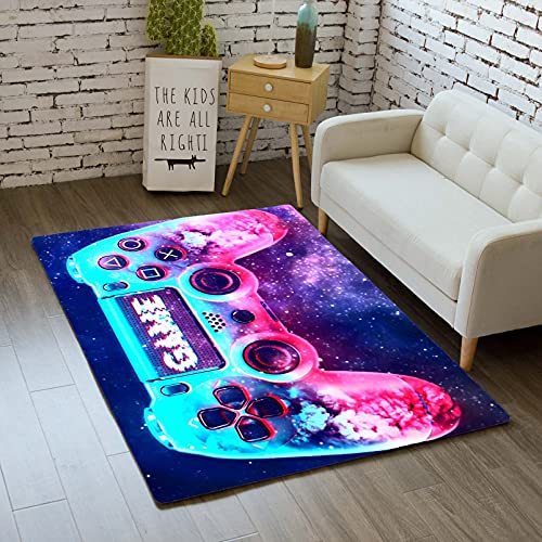 Teppich Schlafzimmer Modern Gamer 3D Controller Teenager Kind Junge Wohnzimmer Teppich rutschfeste Graffiti Spielkonsole Dekoration Carpets Schwarz Lila Rosa Flanell Teppiche (Farbe 5,80x160 cm) von Sticker Superb.