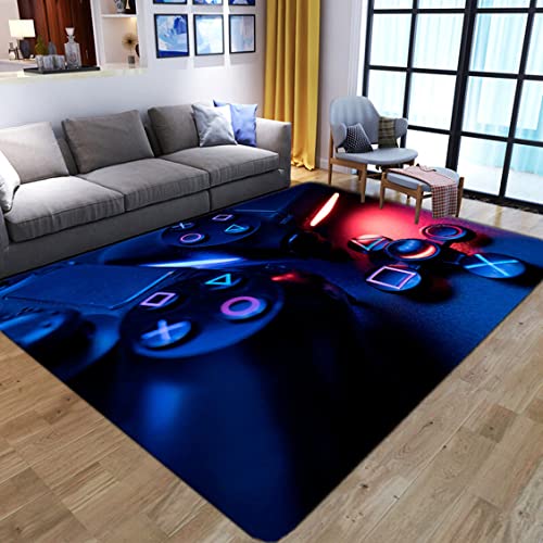 Teppich Schlafzimmer Modernes Spiel 3D Controller Teenager Kind Junge Wohnzimmer Teppich rutschfeste Graffiti Gamer Dekoration Teppich Fußmatte Flanell Kinderspielmatte (Blau,140x200 cm) von Sticker Superb.