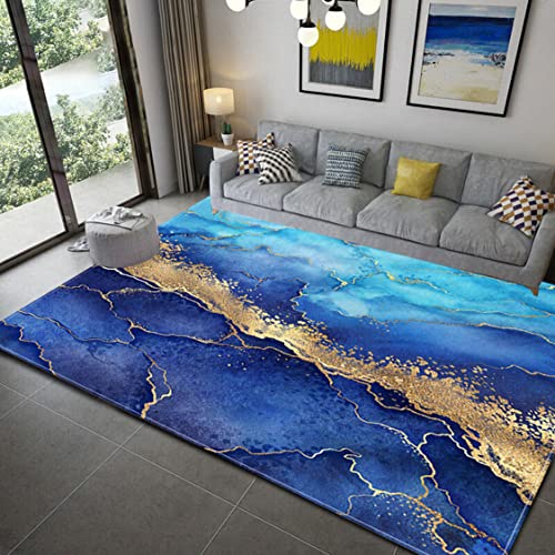 Teppiche Moderne Marmor Muster Wohnzimmer Schlafzimmer Teppiche Blau Lila Gold Rosa Bemalte Kunst Marble 3D Druck Wohnkultur Rutschfeste Sofa Bodenmatte Kinder Spielteppich (Multi 5,45x120 cm) von Sticker Superb.