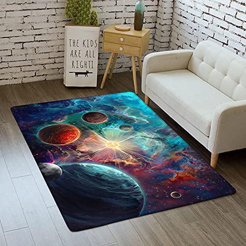 Teppichmatte 3D Galaxy Universe Planet Eule Lila Nebel Rechteck Großer Teppich Wohnzimmer Schlafzimmer Arbeitszimmer Büro Gamer Teppich Rutschfeste Fußmatte Badematte (Grün, 120 x 160 cm) von Sticker Superb.