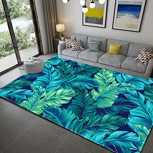 Tropischer Grüner Blatt Teppich Kaktus Sukkulenten Ananas Blume Aquarell Malerei Weiches Flanell Teppich Matte für Wohnzimmer Esszimmer Schlafsaal Schlafzimmer Dekoration (Farbe 1,140x200 cm) von Sticker Superb.