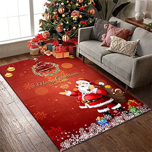 Weihnachten Teppich Teppich Wohnzimmer Weihnachtsmann Schlafzimmer Nachtdecke Kinderzimmer Spleißen Bodenmatte Cartoon Schneeflocke Teppich Fußmatte Gaming Area Rug (Rot,60 x 90 cm) von Sticker Superb.