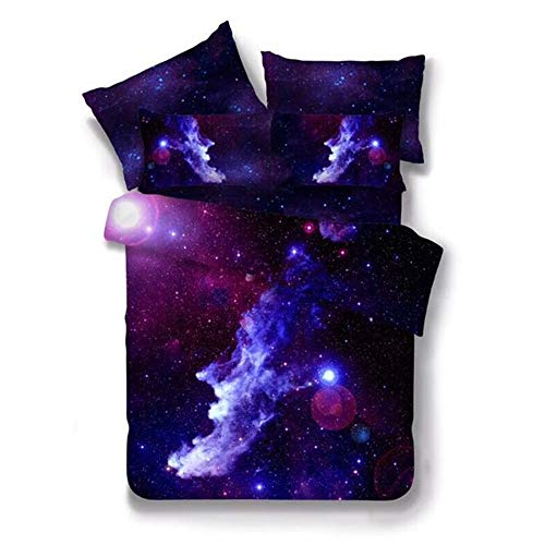 Bettbezug Set Galaxie Star Bettwäsche Set 2 Stück mit Kissen Sham (Schwarze Galaxie, 150 * 200cm) von Sticker superb