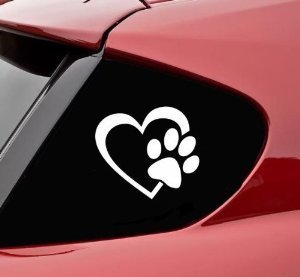 Herz mit Hundepfote Welpenliebe 4 Zoll (viele Farben) Venyl Klebebild Aufkleber für Autos, Lkws, Fenster, Wände, Laptops (viele Farben) von StickerBorough