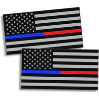 Polizei Feuerwehrmann Rettung Emt Usa Flagge Blau Rote Linie | 2 Pack Größe 10 X 3 Zoll Vollfarbig Bedruckte Vinyl-Aufkleber Hard Hat Helmet von StickerDadLLC