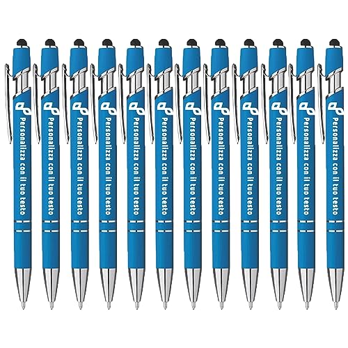 StickerLab Personalisierter Touch-Kugelschreiber aus Aluminium, hergestellt in Italien. UV-Digitaldruck des Logos und personalisierter Text (Sky Blue) von StickerLab