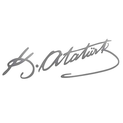 ATATÜRK IMZA Autoaufkleber Sticker Wandtattoo Wandaufkleber Mustafa Kemal Unterschrift Signatur (Silber, XS 4cmx15cm) von StickerMarket