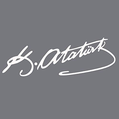 ATATÜRK IMZA Autoaufkleber Sticker Wandtattoo Wandaufkleber Mustafa Kemal Unterschrift Signatur (Weiss, L 16cmx50cm) von StickerMarket