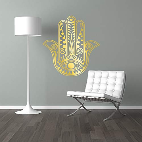 Fatimas Hand Wandtattoo Wandsticker Wandaufkleber Wohnzimmer Hamsa HandofFatima (XL 100x110cm, Gold) von StickerMarket