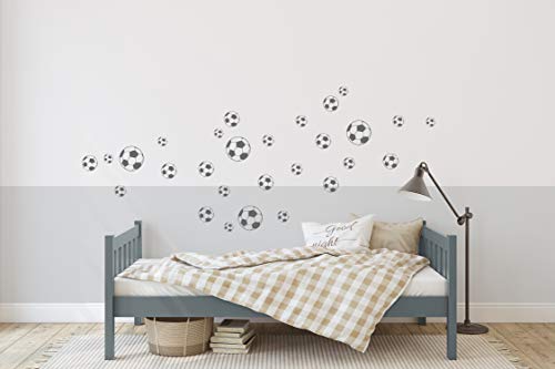 Fußball Wandtattoo Fussbälle zum Kleben an der Wand Kinderzimmer Wandaufkleber (52er Set, Grau) von StickerMarket