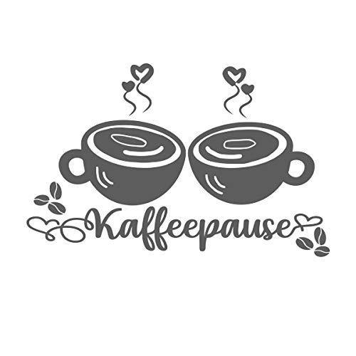 Kaffeepause Vinyl Aufkleber Sticker Wandtattoo Decor Decal Deko Küchenwand Dekoration (Betongrau, S (15 cm x 25cm)) von StickerMarket