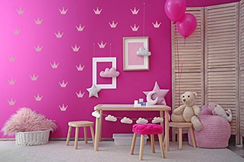 Krone Prinzessin Prinz Vinyl Sticker Set Aufkleber Wandtattoo Kinder Decor Baby Jungen oder Mädchen Kindergarten, Kinderzimmer, Babyzimmer, Süß, Decal (Pastelrosa, 32er Set) von StickerMarket