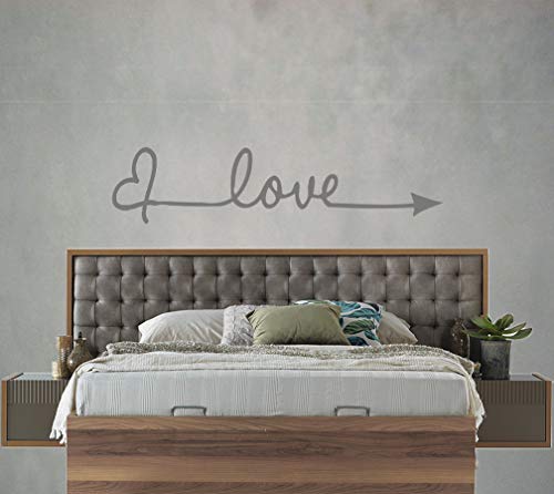 Love Herz Sticker Aufkleber Wandtattoo Wandaufkleber Wand Schlafzimmer Modern Selbstklebend Romantisch Liebe (Grau, XS 29cm x 8cm) von StickerMarket