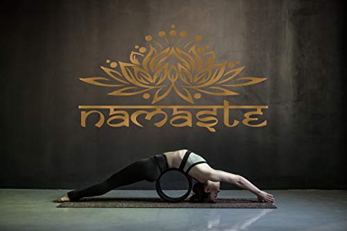 Namaste Ornament Wandtattoo Indisch Yoga Sanskrit Lotus Blume Vinyl Aufkleber (42cm (H) x 60cm (B), Gold) von StickerMarket