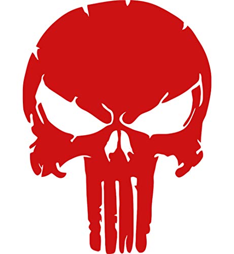 Punisher Wandtattoo Wandaufkleber Schädel Totenkopf Wandsticker Skull (L 60cm(H) x 45cm(B), Rot) von StickerMarket