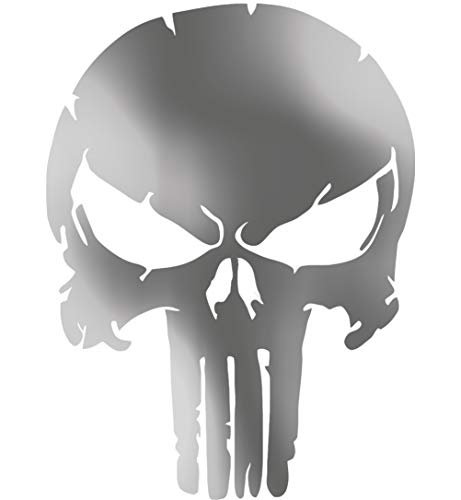 Punisher Wandtattoo Wandaufkleber Schädel Totenkopf Wandsticker Skull (L 60cm(H) x 45cm(B), Silber) von StickerMarket