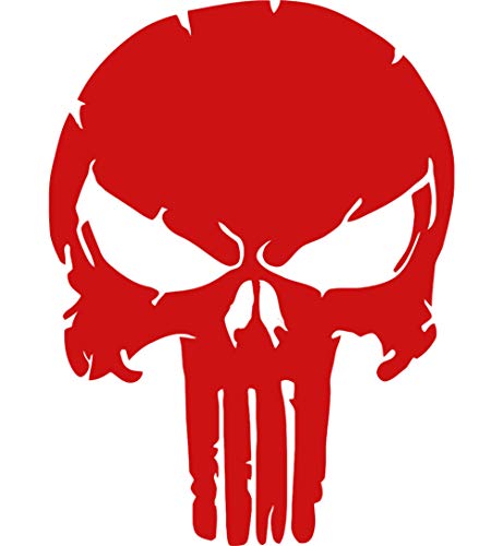 Punisher Wandtattoo Wandaufkleber Schädel Totenkopf Wandsticker Skull (S 15cm(H) x 11cm(B), Rot) von StickerMarket