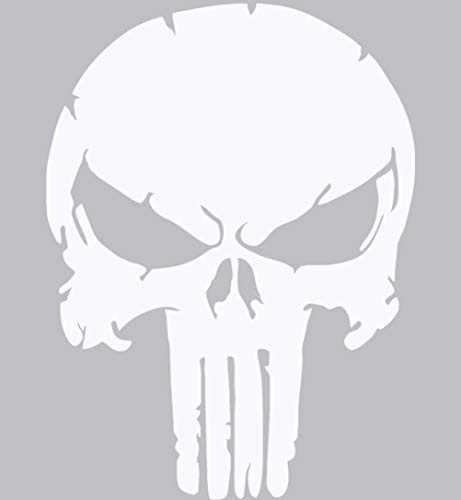 Punisher Wandtattoo Wandaufkleber Schädel Totenkopf Wandsticker Skull (S 15cm(H) x 11cm(B), Weiss) von StickerMarket