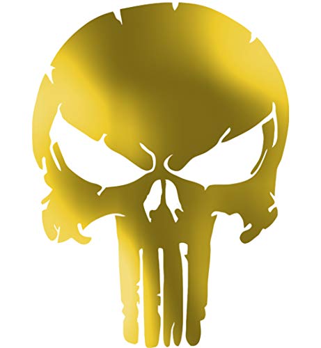 Punisher Wandtattoo Wandaufkleber Schädel Totenkopf Wandsticker Skull (XS 10cm(H) x 7,5cm(B), Gold) von StickerMarket