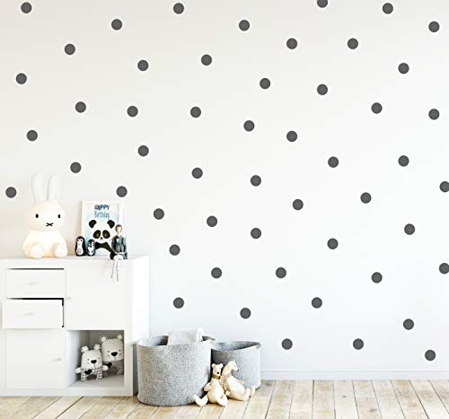 Punkte Set 70er an der Wand Wandtattoo Polka Dots Tupfen Babyzimmer Wandsticker Vinyl DIY Wandaufkleber (Betongrau) von StickerMarket