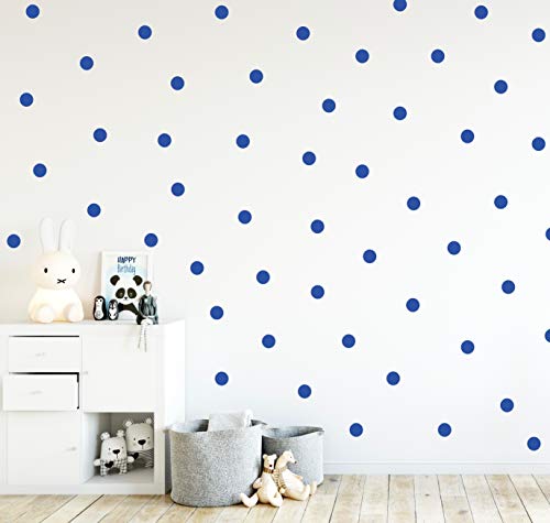 Punkte Set 70er an der Wand Wandtattoo Polka Dots Tupfen Babyzimmer Wandsticker Vinyl DIY Wandaufkleber (Blau) von StickerMarket