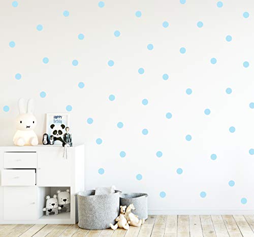 Punkte Set 70er an der Wand Wandtattoo Polka Dots Tupfen Babyzimmer Wandsticker Vinyl DIY Wandaufkleber (Pastellblau) von StickerMarket