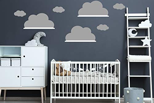 Wandtattoo Wolkenaufkleber 3x Große Wolke passend für IKEA RiBBA MOSSLANDA LACK Wandregal Wanddeko (3x 28cm(H) x55cm(B) Mittelgrau) von StickerMarket