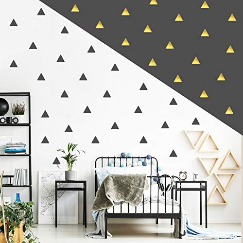 Wandtattoo Dreieck Pyramide Babyzimmer Kinderzimmer Wandaufkleber Triangel (60er Set, Grau-Gold) von StickerMarket