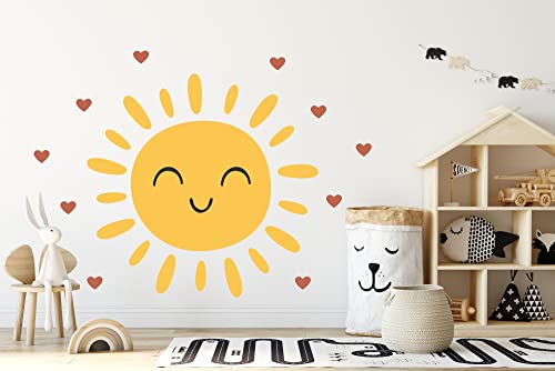 StickerMarket Wandtattoo Kinderzimmer Süße lachende Sonne mit Herzen Babyzimmer Wandaufkleber Wall Sticker Sunshine K1821 (60cm(B)x60cm(H)) von StickerMarket