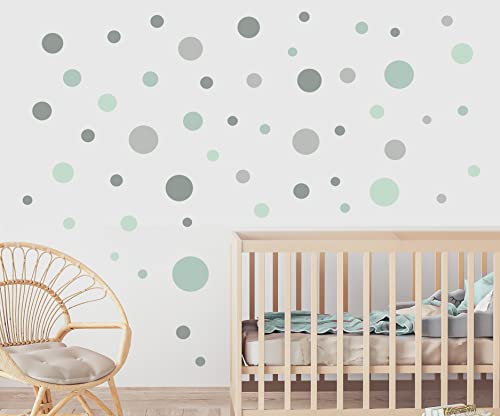 StickerMarket Wandtattoo für Babyzimmer 104 Stück Kreise Punkte Set Polka Tupfen Kita Wandsticker Wandaufkleber verschiedene schöne bunte Farben (Mint - Set) von StickerMarket