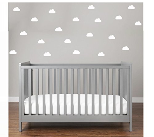 Wolken Set 30 x Mini Bunte Wolken Wandtattoo Wandaufkleber Sticker Wölkchen Wand Himmel Baby (Weiss) von StickerMarket