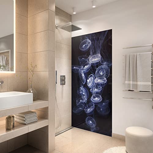 StickerProfis Duschrückwand selbstklebend 1,8mm - QUALLE - hochglänzende Kunststoff Wandverkleidung für Badewanne und Dusche & Duschkabine von StickerProfis