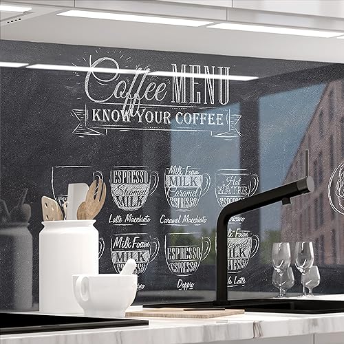 StickerProfis Küchenrückwand selbstklebend Glasoptik - Bistro MENU - 1.8mm, Versteift, alle Untergründe, Hart PET Material, Premium 60 x 400cm von StickerProfis