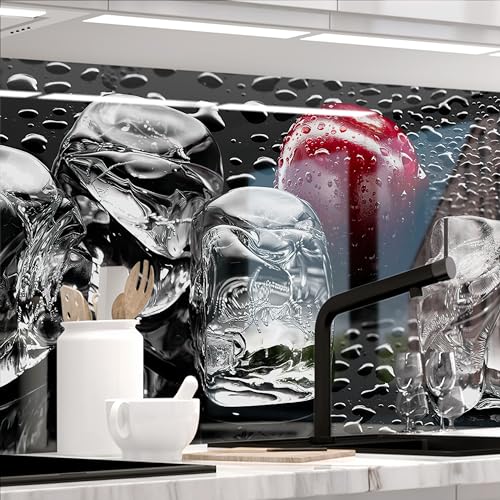 StickerProfis Küchenrückwand selbstklebend Glasoptik - Kirschen UND EIS - 1.8mm, Versteift, alle Untergründe, Hart PET Material, Premium 60 x 500cm von StickerProfis