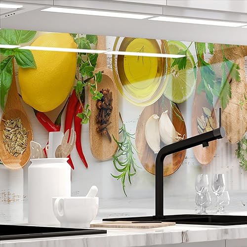 StickerProfis Küchenrückwand selbstklebend Glasoptik - KÜCHENZAUBER - 1.8mm, Versteift, alle Untergründe, Hart PET Material, Premium 60 x 340cm von StickerProfis