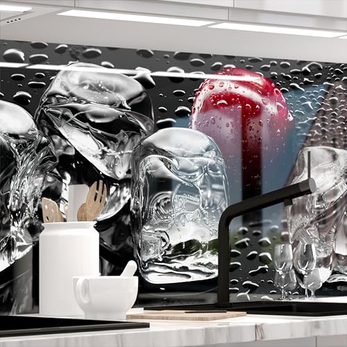 StickerProfis Küchenrückwand selbstklebend Glasoptik - Kirschen UND EIS - 1.8mm, Versteift, alle Untergründe, Hart PET Material, Premium 60 x 80cm von StickerProfis